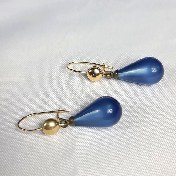 12k gold filled  blue / white moon glow drop earrings Bundle - Picture 4 of 16